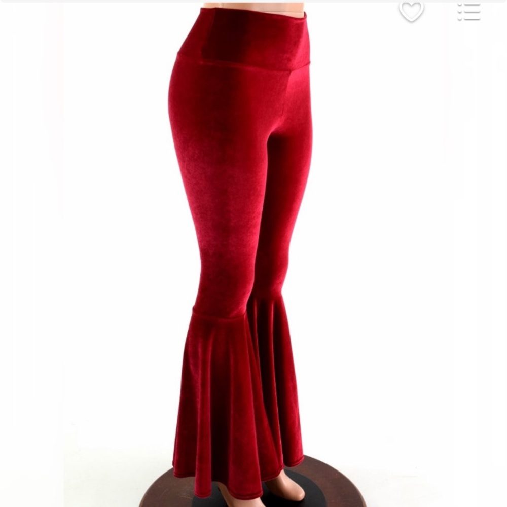 Red velvet high waisted Bell Bottom Pants